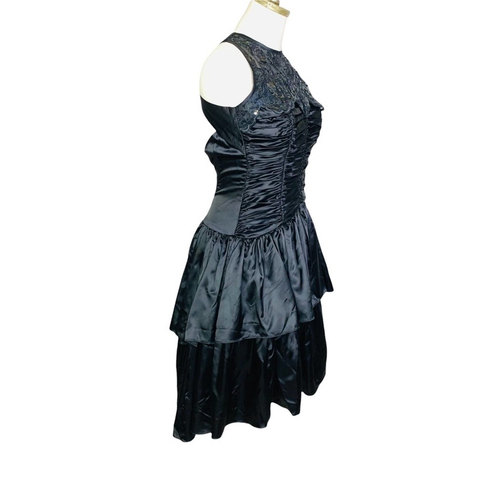 Gunne Sax Jessica McClintock 80s Tiered Sparkle Prom Dress - Picture 4 of 11